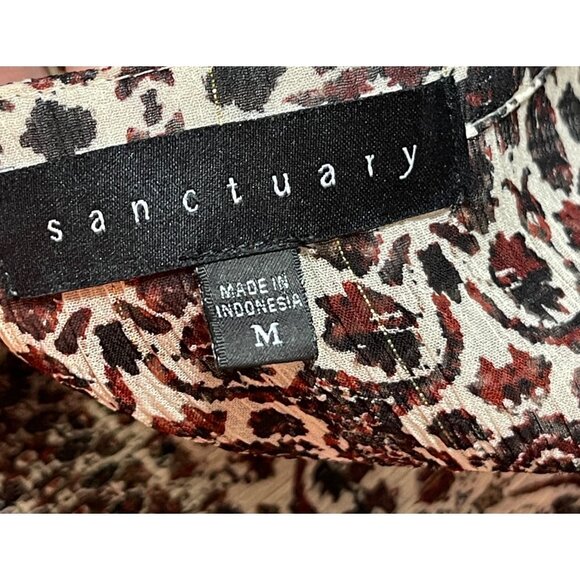 Sanctuary Blouse Top Sheer Red Black Size M Medium V-Neck - Picture 4 of 6